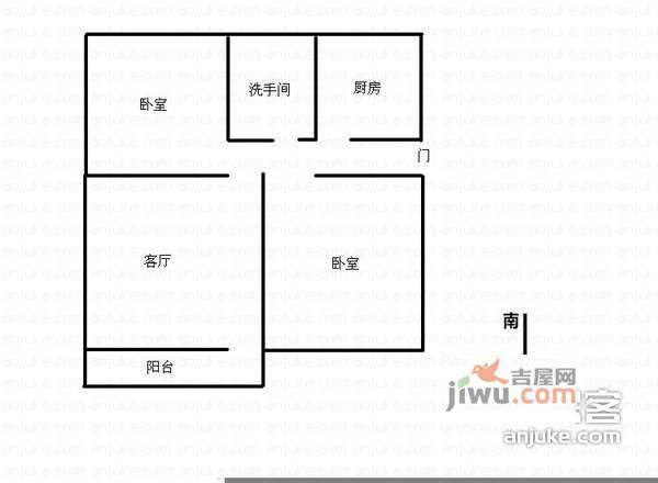 茶亭弄小区2室1厅1卫64㎡户型图