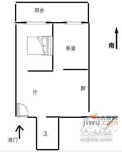 蓝色霞湾2室1厅1卫68㎡户型图