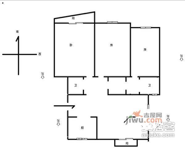 蓝色霞湾3室2厅2卫132㎡户型图