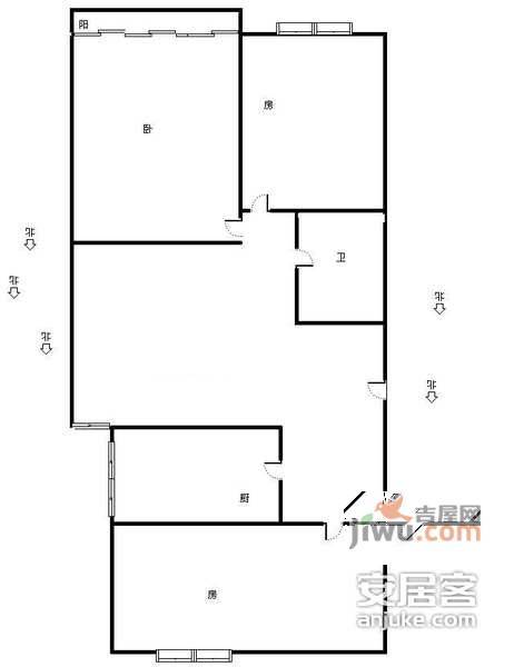 金都清宸公寓3室2厅1卫120㎡户型图