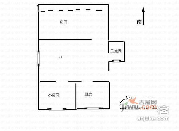 二凉亭小区2室1厅1卫58㎡户型图