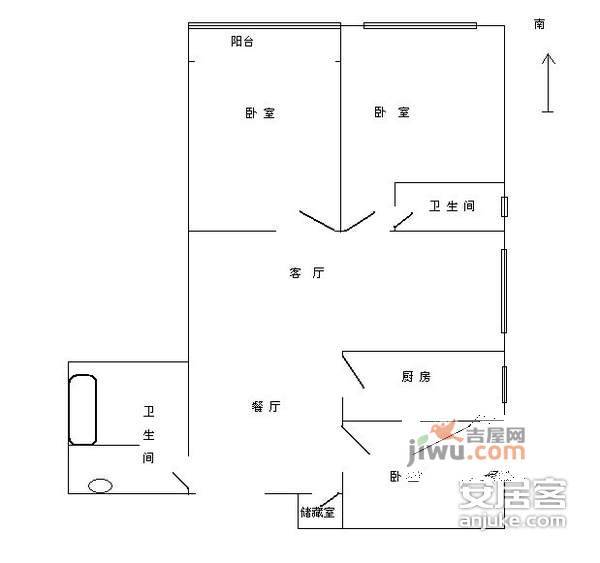 意盛花苑3室2厅2卫146㎡户型图