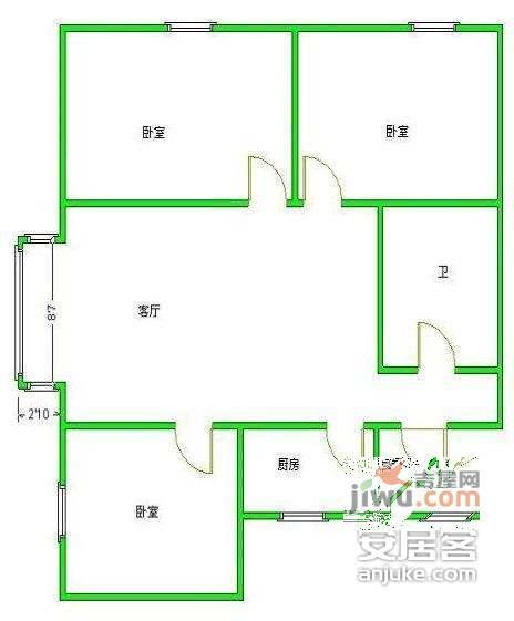 红门家园3室1厅1卫户型图