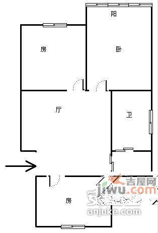 密度桥路小区3室1厅1卫89㎡户型图