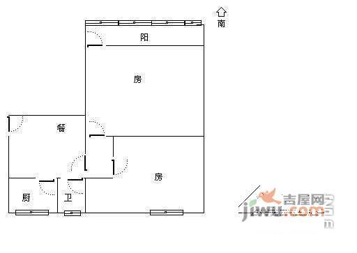 佑圣观路小区2室1厅1卫户型图