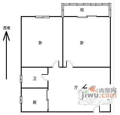 大塔儿巷2室1厅1卫75㎡户型图