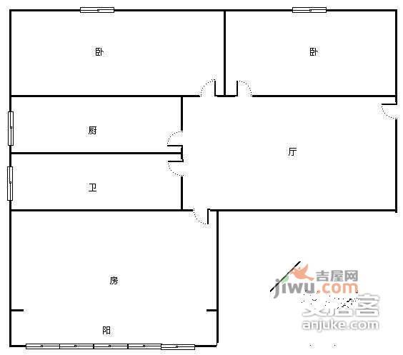 长庆里3室1厅1卫74㎡户型图