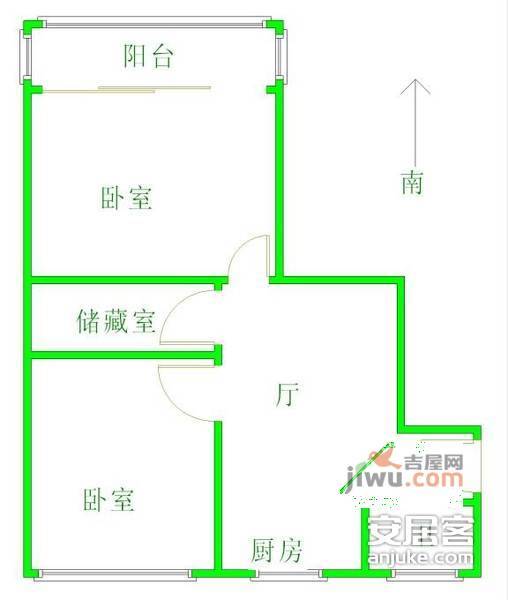 曙光公寓2室1厅1卫64㎡户型图