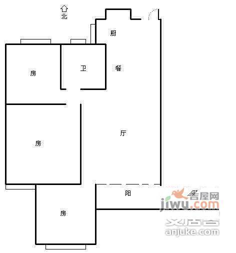 金桂大厦2室2厅1卫122㎡户型图