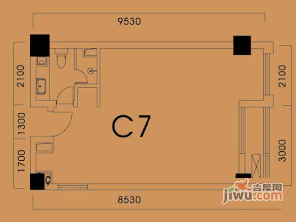 三墩新天地1室1厅1卫28㎡户型图