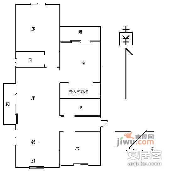 山水人家香溪地3室2厅2卫134㎡户型图