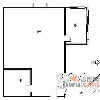 国都发展大厦1室1厅1卫36㎡户型图