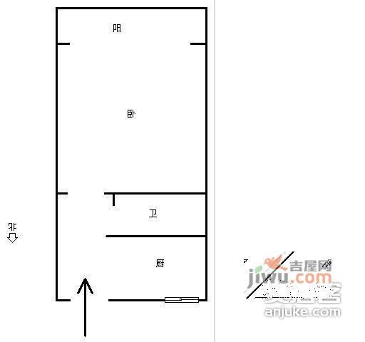 西湖金座1室1厅1卫47㎡户型图