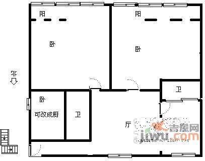 积善坊巷2室1厅1卫52㎡户型图