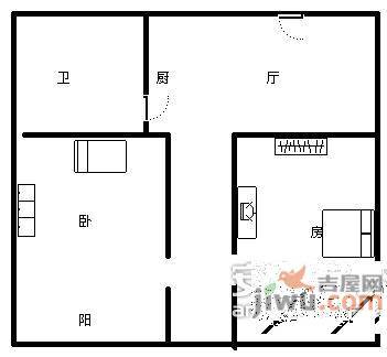 积善坊巷2室1厅1卫52㎡户型图