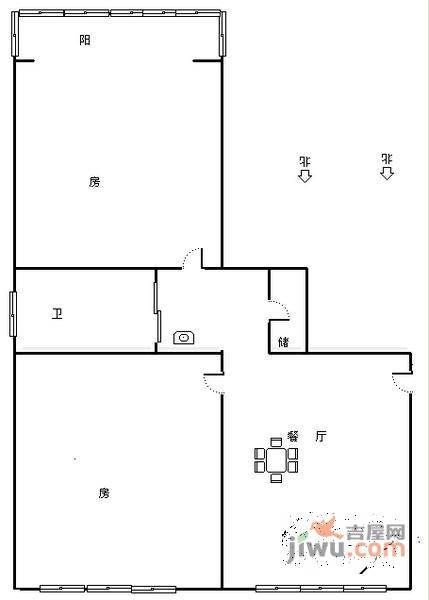 定安路小区2室1厅1卫66㎡户型图