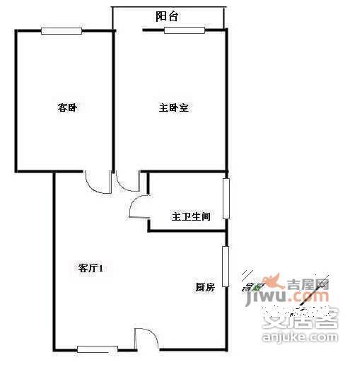 皇诰巷小区2室1厅1卫63㎡户型图