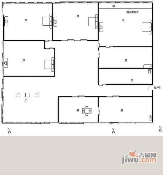 广宇元华公寓4室2厅2卫241㎡户型图