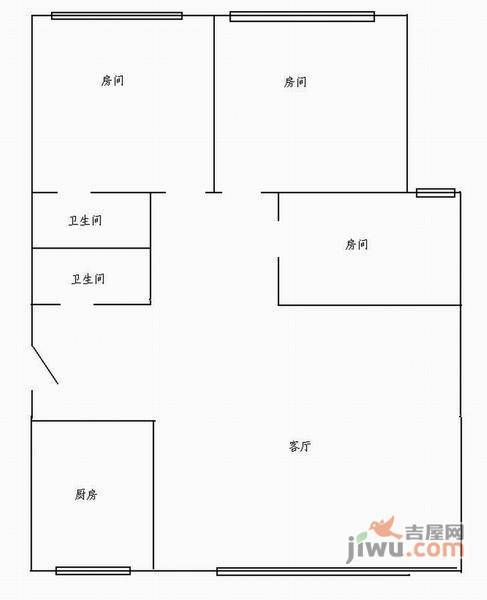 广宇元华公寓3室2厅2卫154㎡户型图