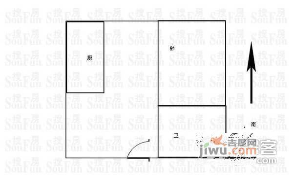 庆丰公寓1室1厅1卫户型图