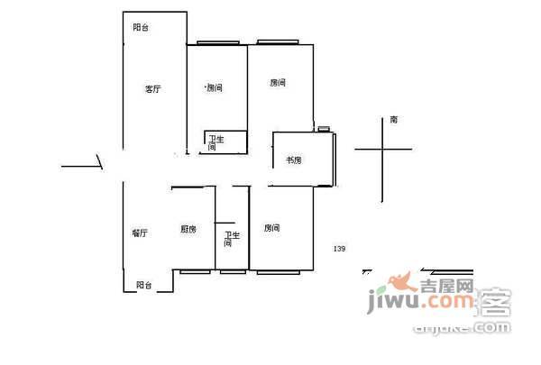 中尚橄榄树花园北区4室2厅2卫90㎡户型图