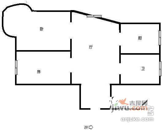 观澜郡亭公寓2室2厅1卫101㎡户型图