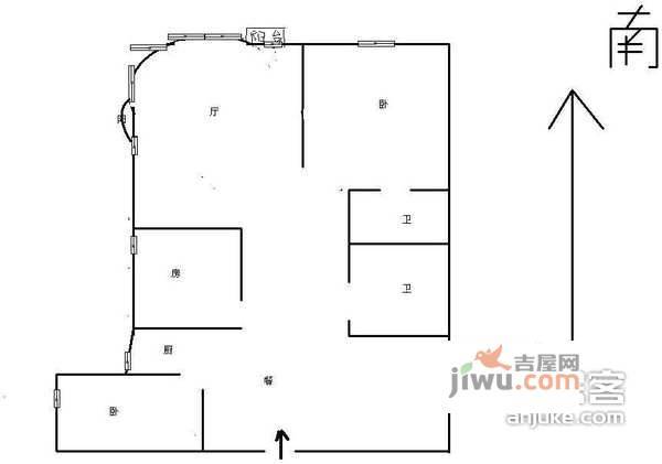 观澜郡亭公寓3室2厅2卫164㎡户型图