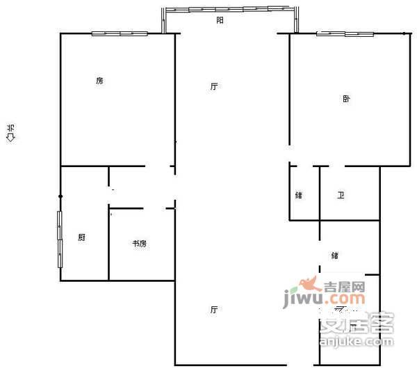 涌金花园3室2厅2卫117㎡户型图