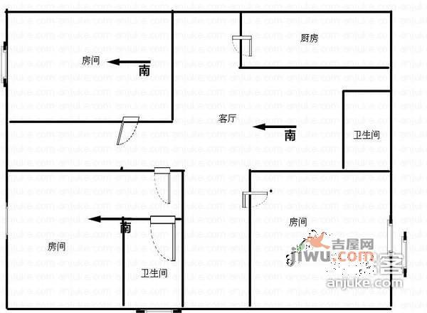 长江小区3室2厅2卫户型图