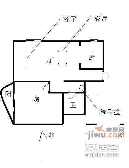 春江花月流云苑1室1厅1卫户型图