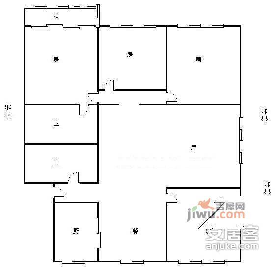 富星苑4室2厅2卫125㎡户型图