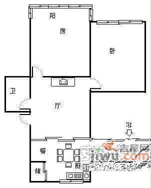 甘王新村2室1厅1卫74㎡户型图