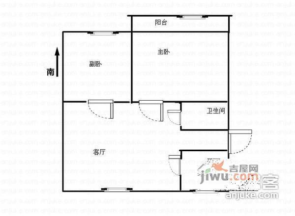 义井小区2室1厅1卫59㎡户型图