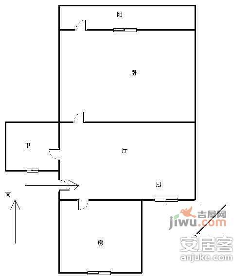 义井小区2室1厅1卫59㎡户型图