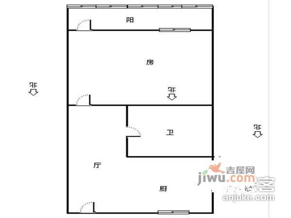 直大方伯小区1室1厅1卫户型图