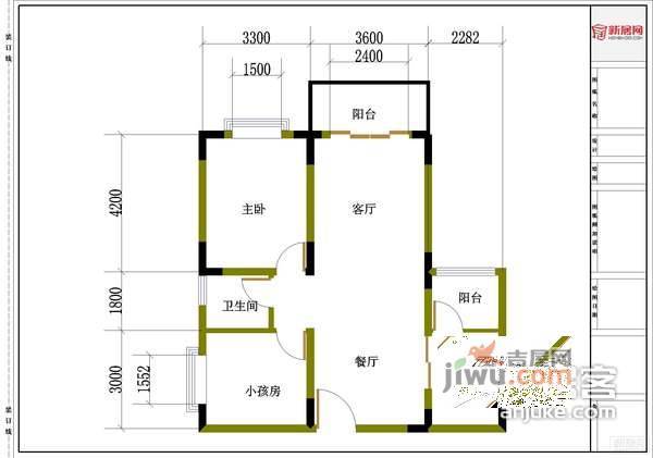 春江花月月华苑2室2厅2卫117㎡户型图