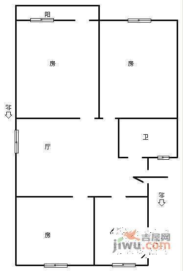 庆春东路62号院3室1厅1卫103㎡户型图