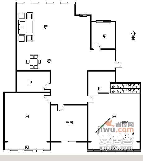 定安名都3室2厅2卫140㎡户型图