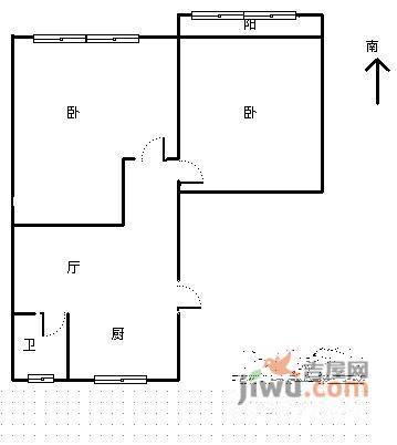 岳王新村2室1厅1卫61㎡户型图