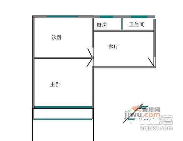 环城北路小区2室1厅1卫55㎡户型图