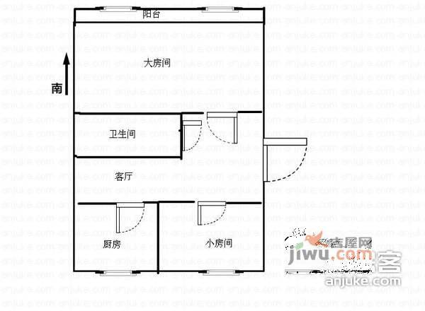 环城北路小区2室1厅1卫55㎡户型图