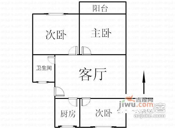 环城北路小区3室1厅1卫户型图