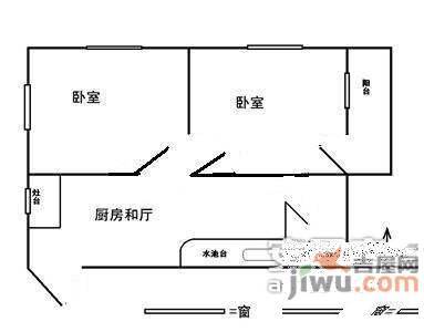 名珏公寓2室2厅1卫户型图