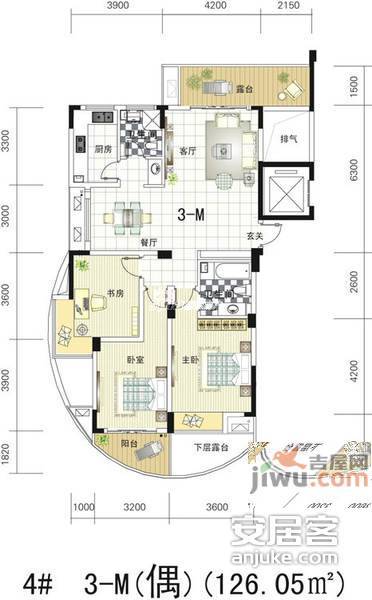 绿城蔚蓝公寓4室2厅2卫224㎡户型图