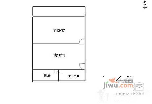 小北门1室1厅1卫40㎡户型图