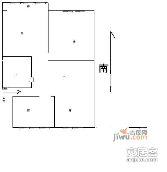 都市水乡水起苑2室1厅1卫户型图