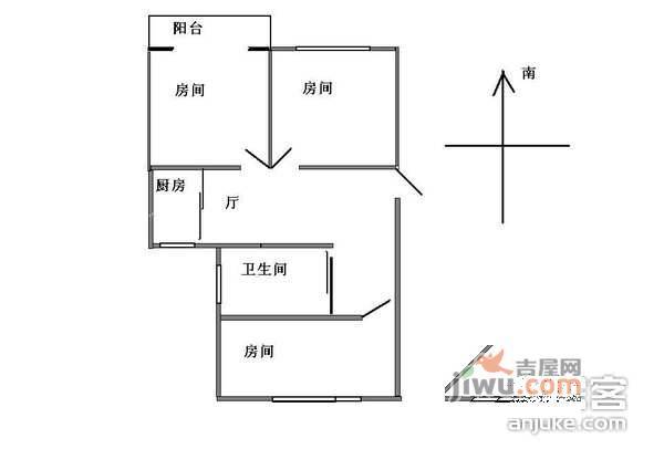 都市水乡水起苑3室1厅1卫户型图