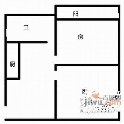 青年路社区2室1厅1卫59㎡户型图