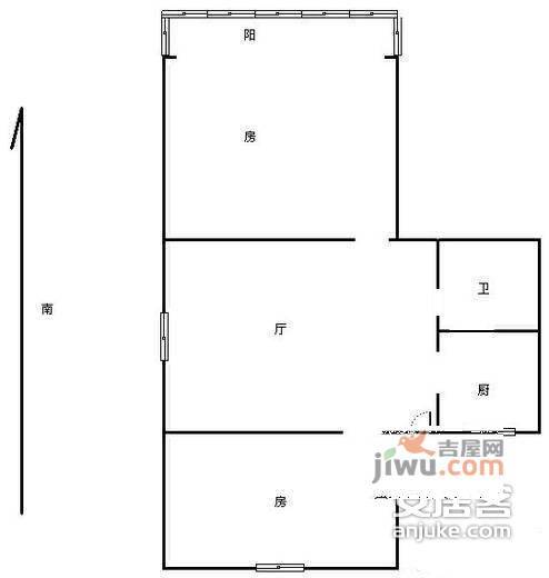 青年路社区2室1厅1卫59㎡户型图