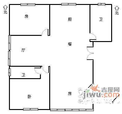 青年路社区3室1厅1卫86㎡户型图